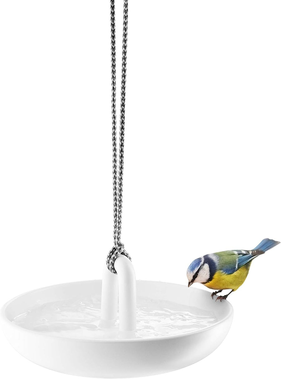 Hanging Ceramic Bird Bath Outdoor Garden Feeder Bowl with Nylon Cord