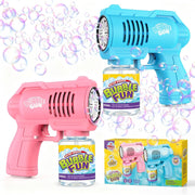 2 Pack Bubble Gun Set 10000 Bubbles Blue Pink