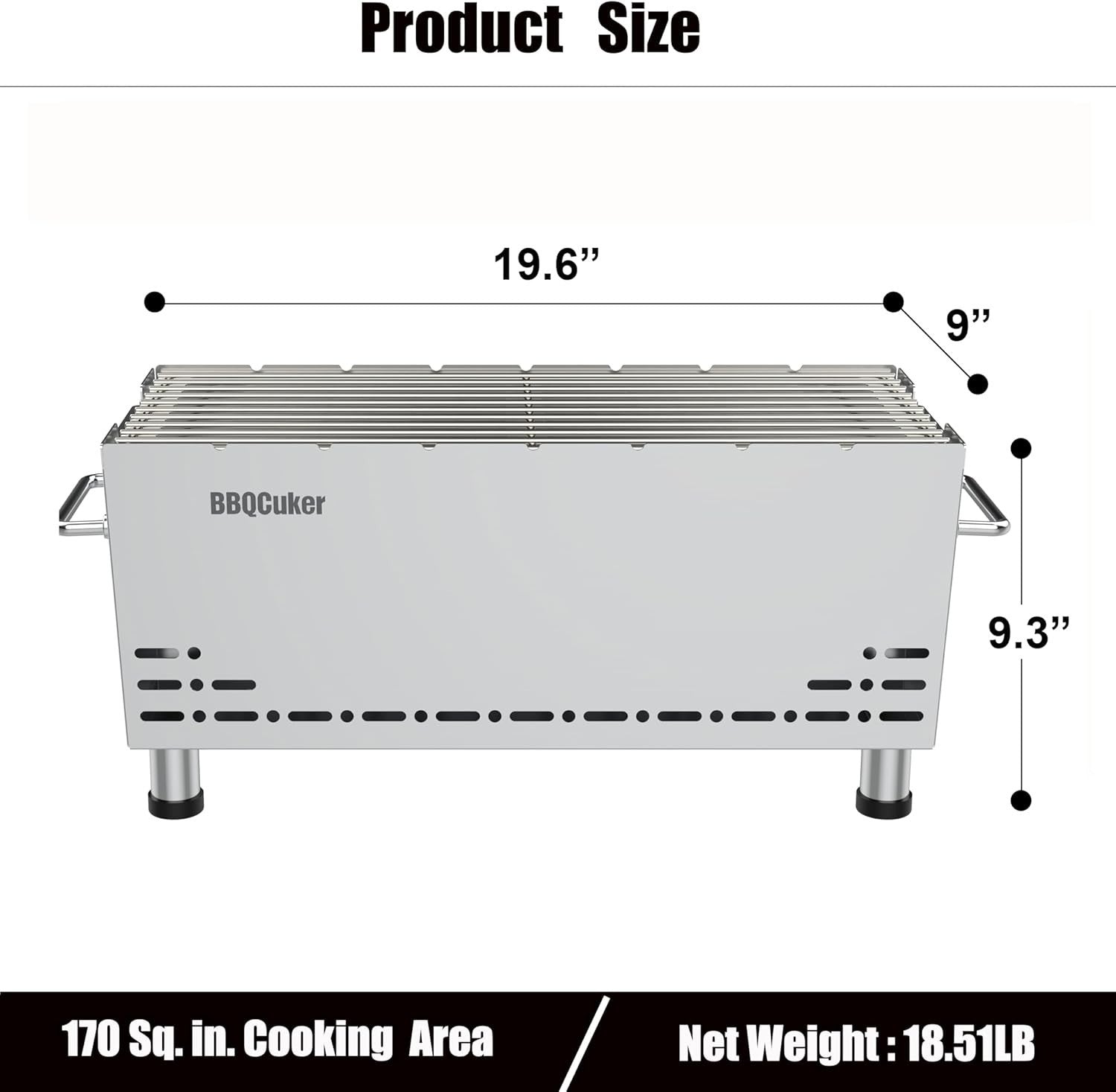Portable Heavy-Duty Stainless Steel Charcoal BBQ Grill | Double Insulation
