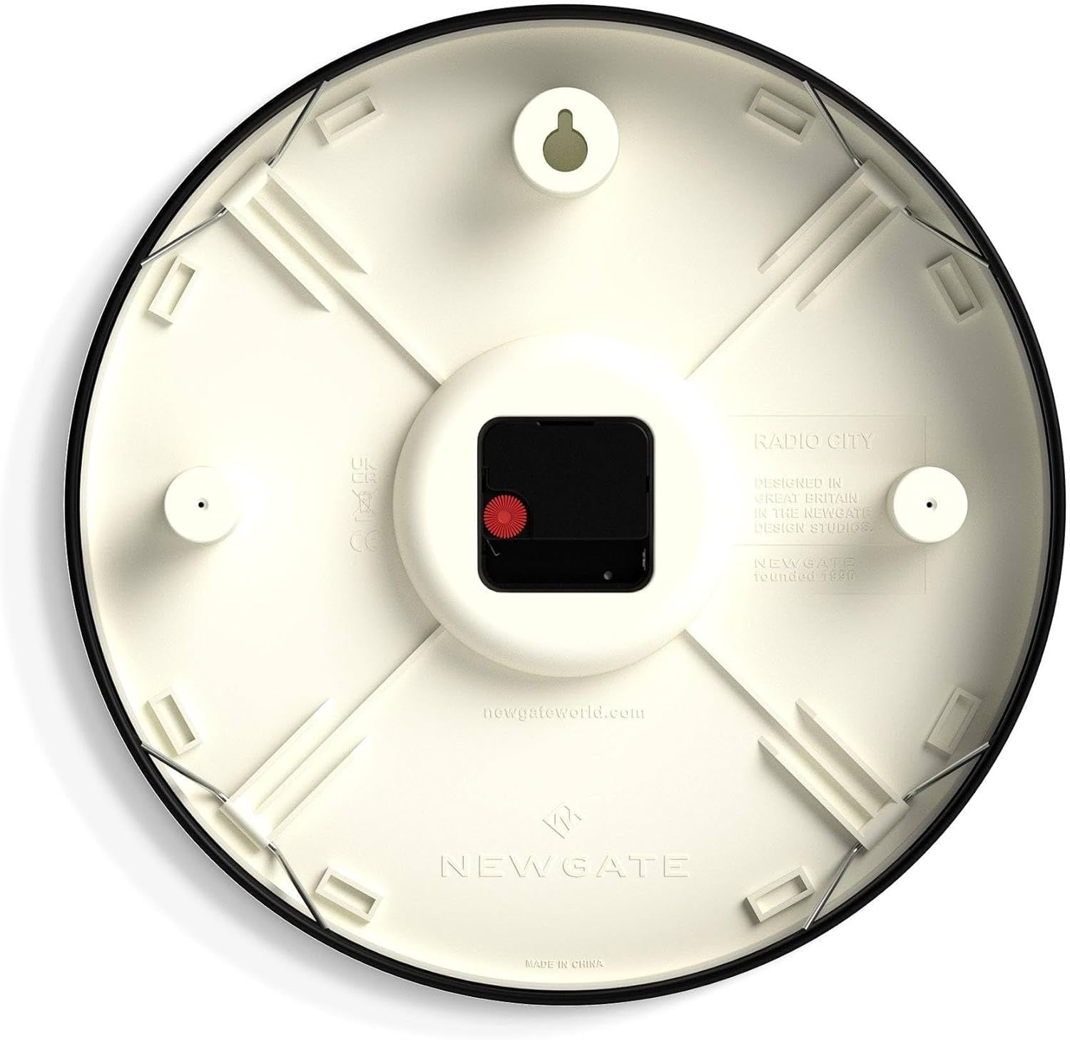 Retro Wall Clock Silent Non-Ticking 33cm Metal Frame Domed Glass Black