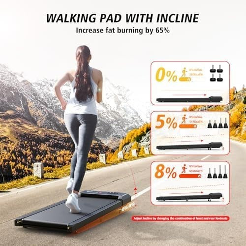 2-in-1 Walking Pad Treadmill 2.5HP Incline Mini Home Under Desk