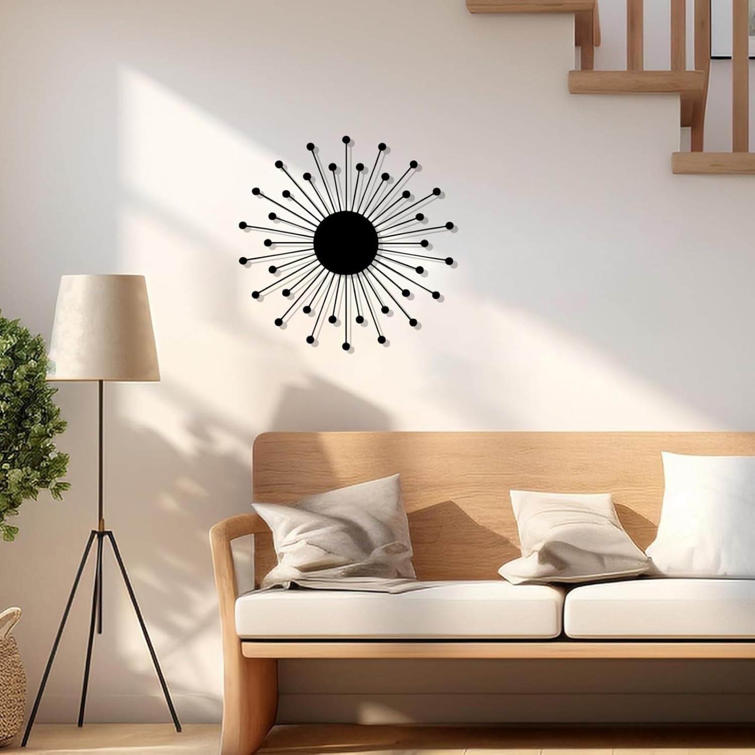 Large Metal Sunburst Wall Art Modern Minimalist Geometric Hanging Decor