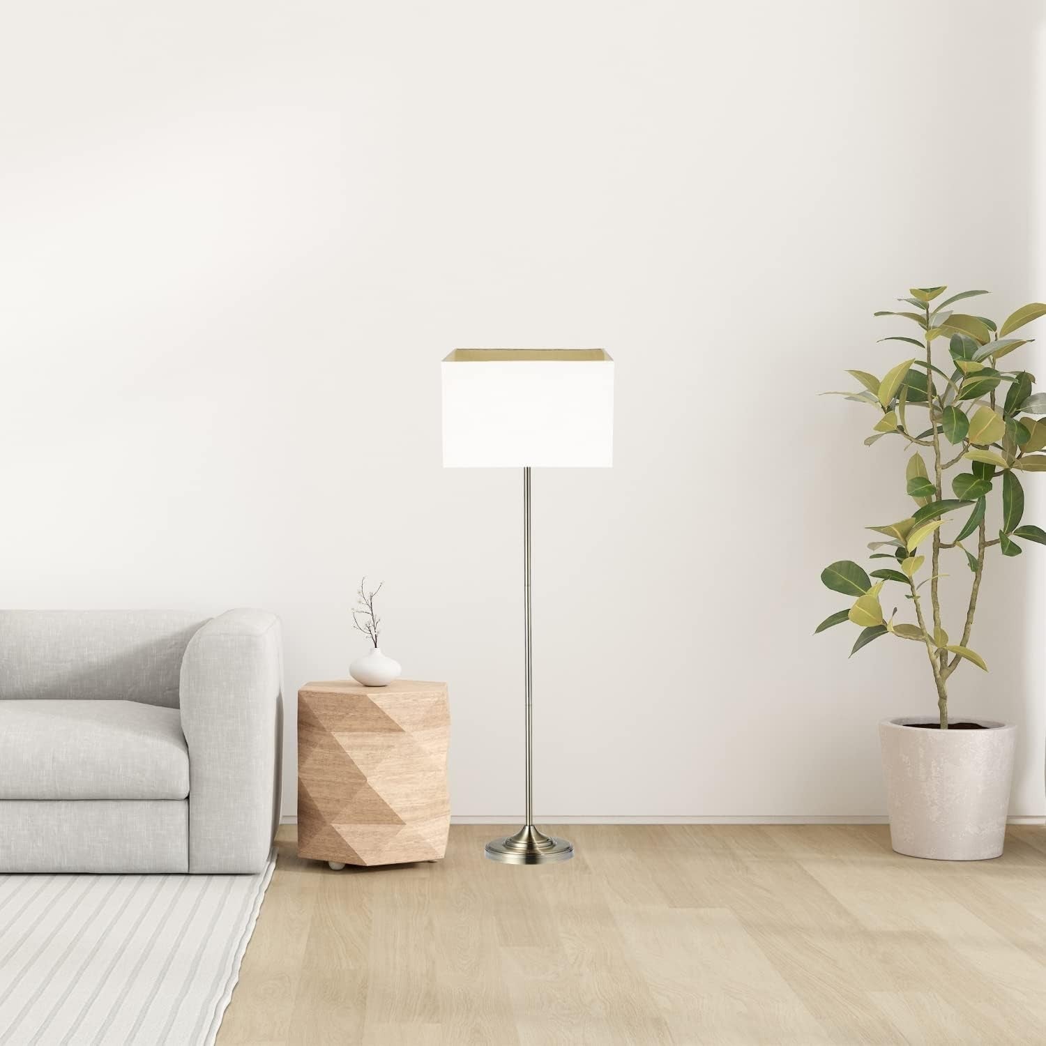 Large Rectangular Cream Linen Lampshade 40cm Table Floor Lamp Shade