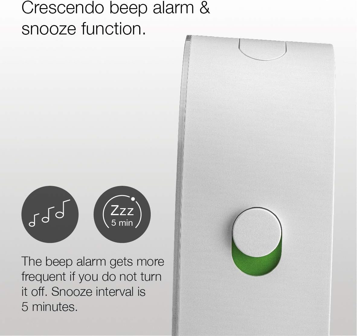 Analogue Alarm Clock Snooze Quiet Quartz Backlight Bedside White