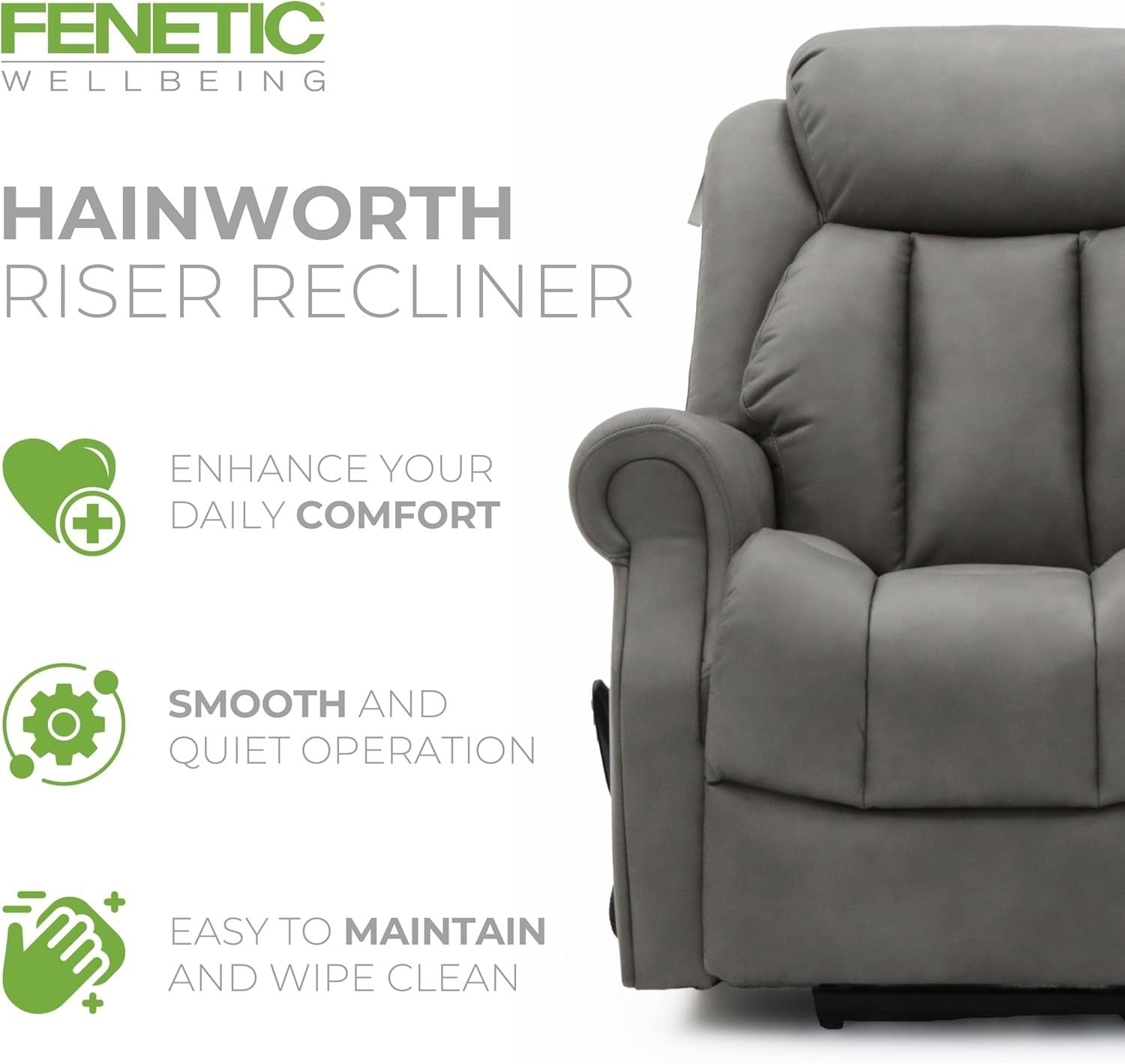 Dual Motor Lift Recliner Chair Heat Massage Leather Riser Mobility Support Grey