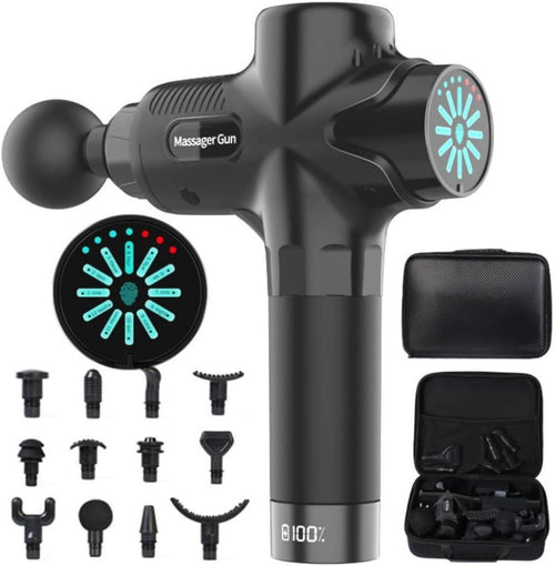Deep Tissue Massage Gun Percussion Muscle Massager LCD 12 Heads Case