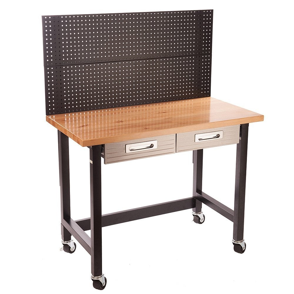 UltraHD Workbench with Pegboard Drawers Castors Hardwood Top Heavy Duty