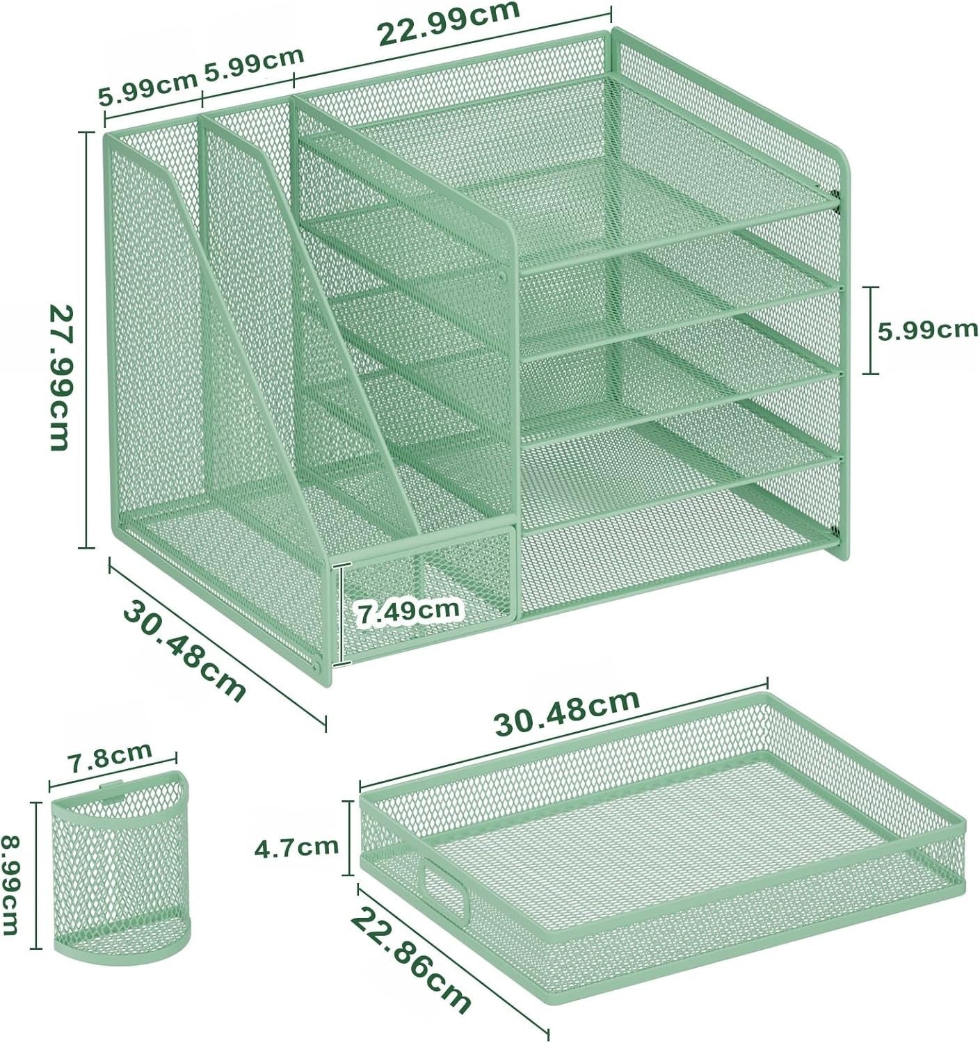 5-Tier Desk Organizer with Drawer & Pen Holders – Metal File Rack