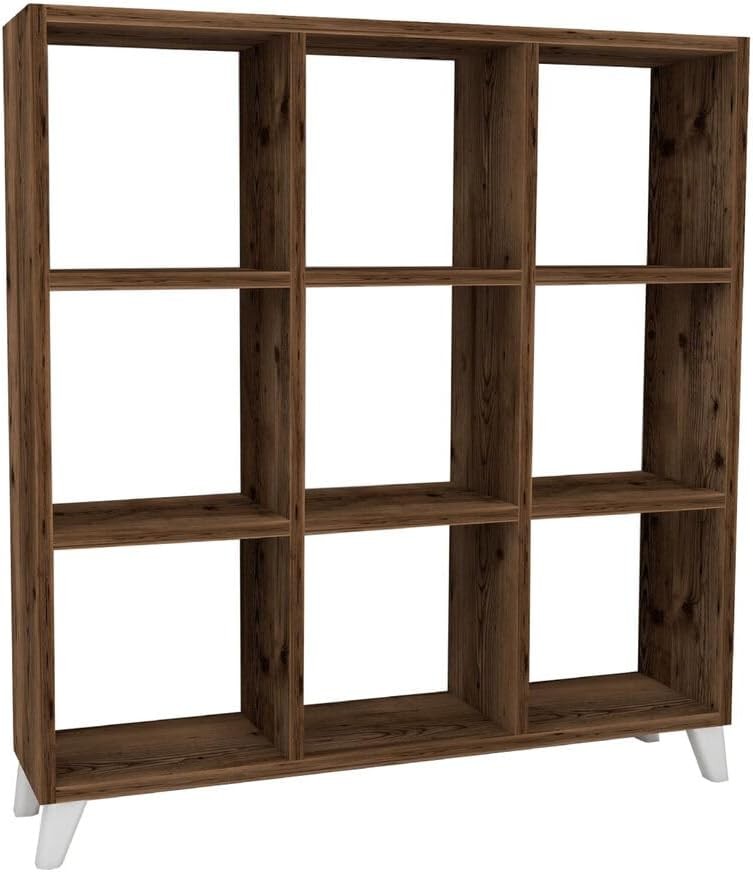 9-Cube Bookcase Storage Unit with Legs, Modern Display Shelving for Living Room