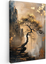 Tree Canvas Wall Art 20x30cm Gold Modern Framed Living Room Decor