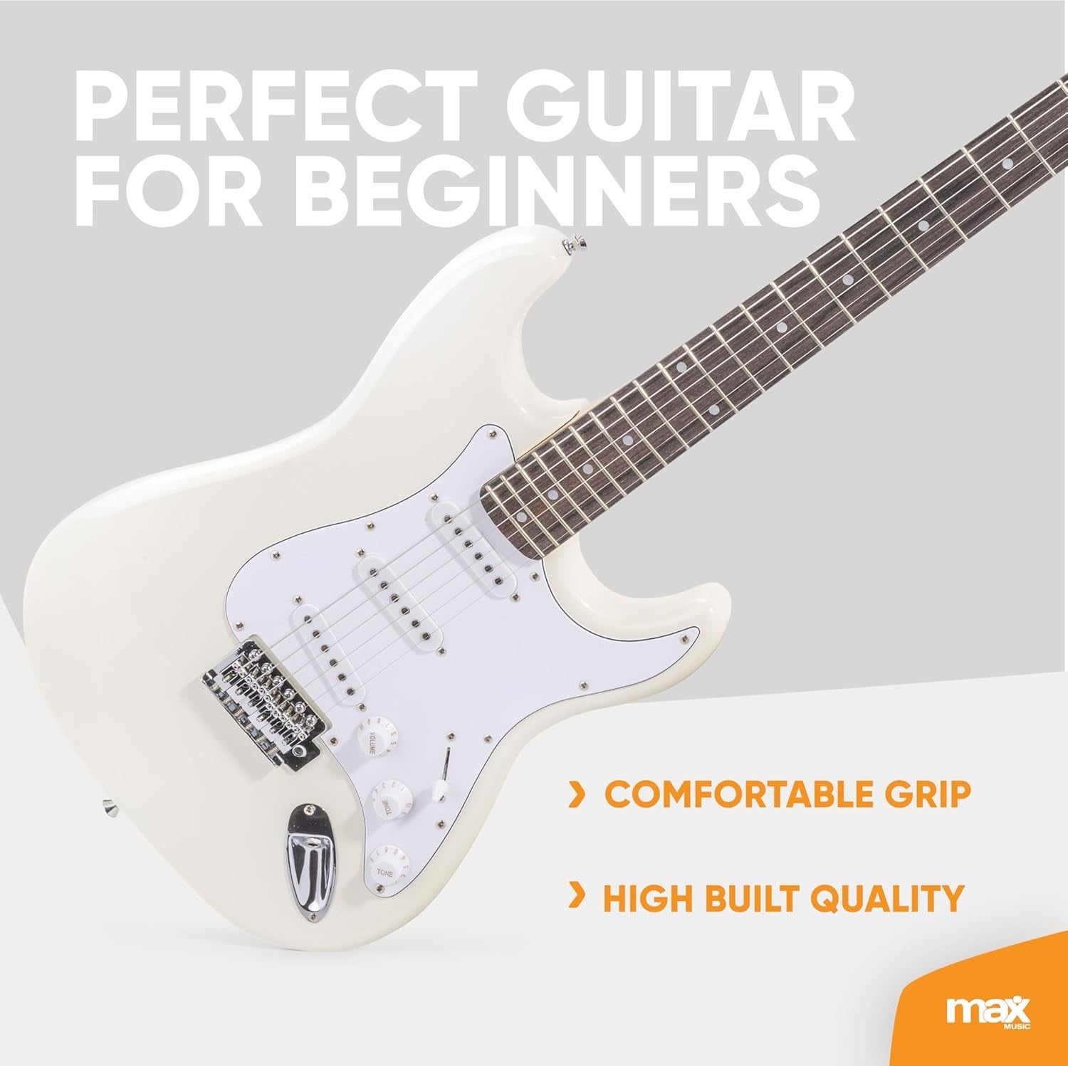 Beginner Electric Guitar Starter Kit 40W Amp 21-Fret S Style White