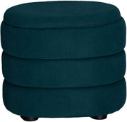 Teal Blue Velvet Oval Storage Ottoman Stool Modern Pouffe Vanity Seat