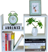 Adjustable White Desktop Bookshelf 3-Tier Desk Organizer Storage Shelf