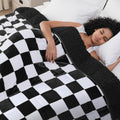 10lb Weighted Blanket 48x72 Sherpa Flannel Soft Warm Calming Plaid Black