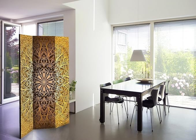 Lux Gold Mandala 3-Panel Privacy Room Divider Folding Screen 135×172cm