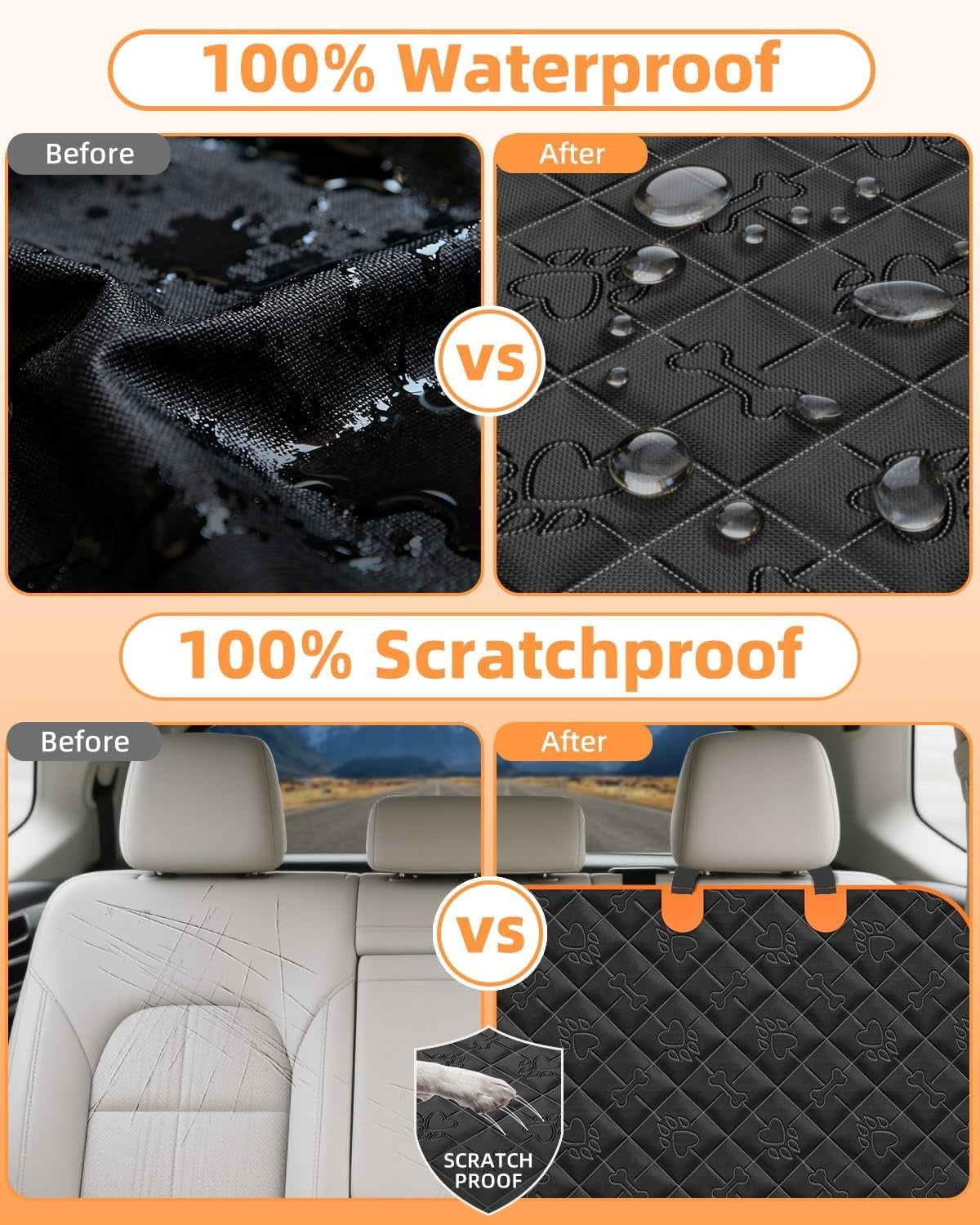 Waterproof Dog Car Seat Cover Hammock Mesh Window 5 In 1 Protector