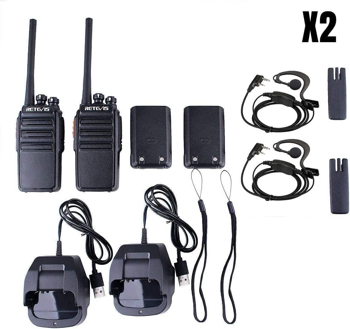 Retevis RT24 Walkie Talkies Rechargeable PMR446 2 Way Radios w/ Earpiece