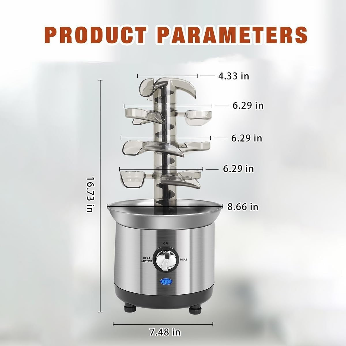 4 Tier Chocolate Fountain Machine Stainless Steel Fondue Party 170W