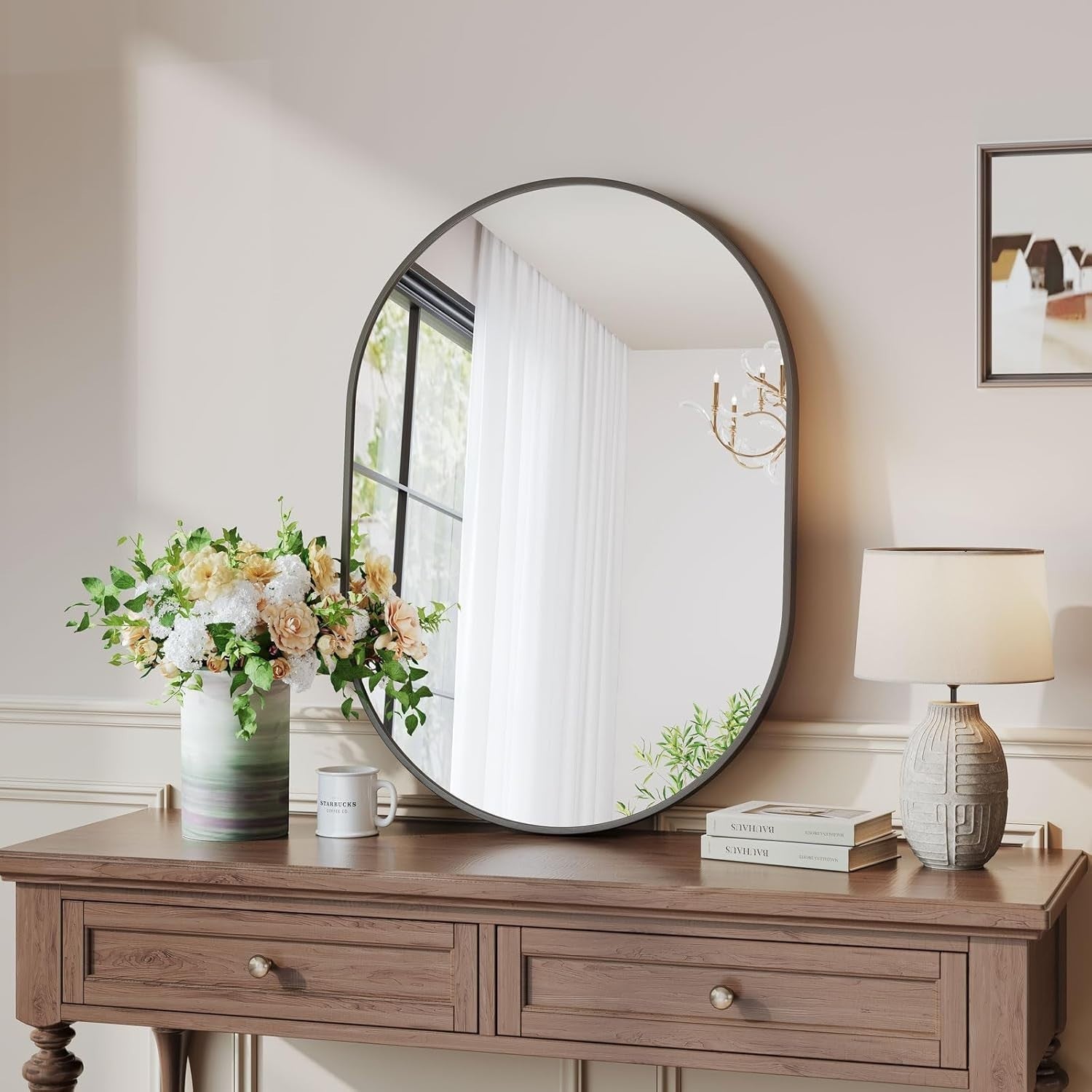Oval Wall Mirror 50x70cm | Bathroom, Bedroom, Entryway | Durable Metal Frame