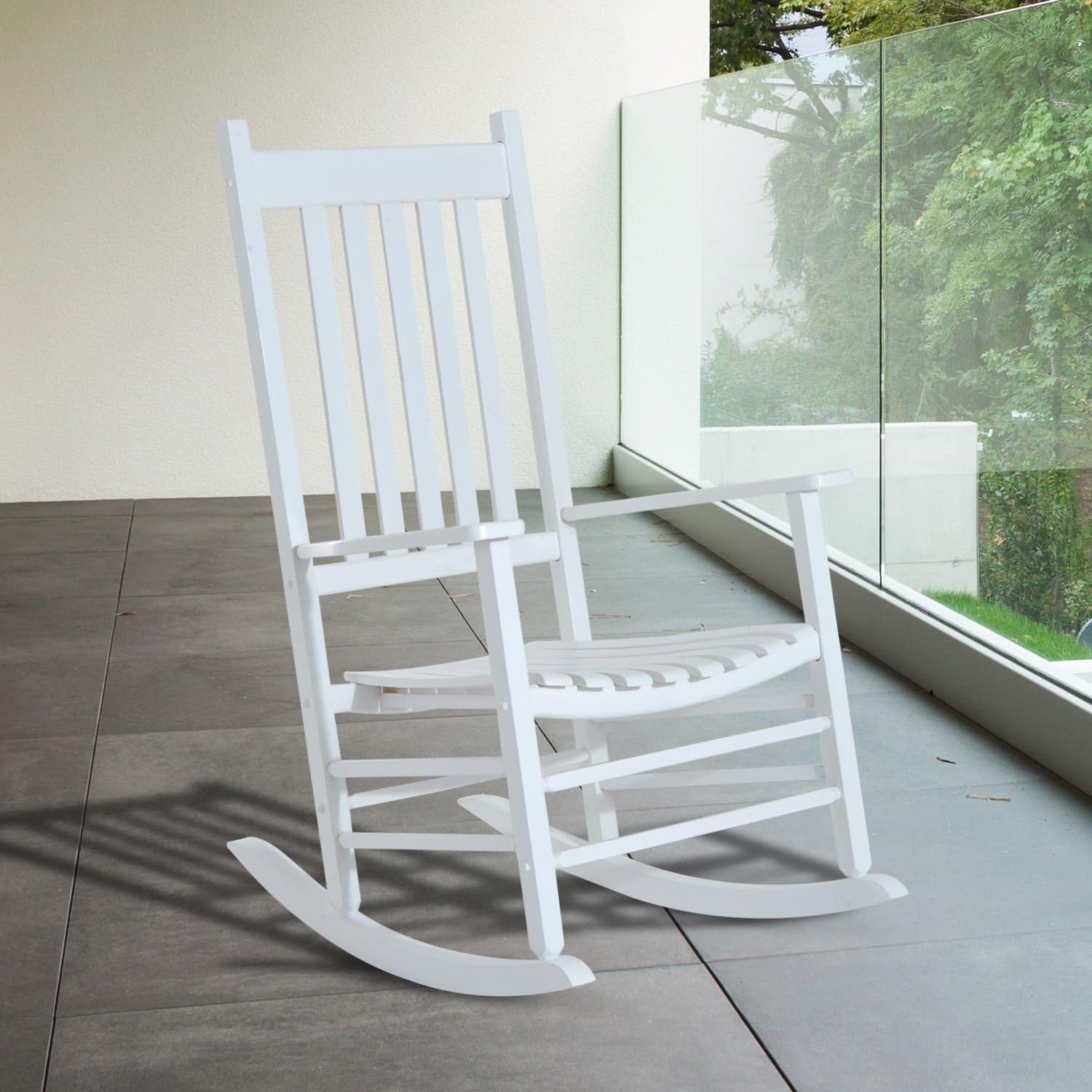 Outdoor Wooden Rocking Chair Garden Patio Porch Deck Balcony Seat 115cm H