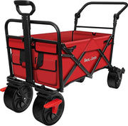 350lbs Heavy Duty Folding Beach Wagon Push Pull Cart w/ Big Sand Wheels & Brakes