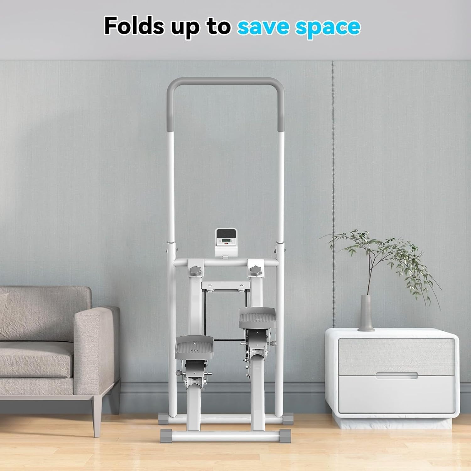 Foldable Stair Climber w/ LCD Monitor, Adjustable Incline & 300lb Capacity