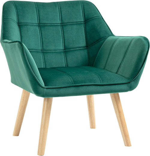 Green Velvet Accent Armchair Wide Arm Tub Chair Modern Bedroom Lounge Seat