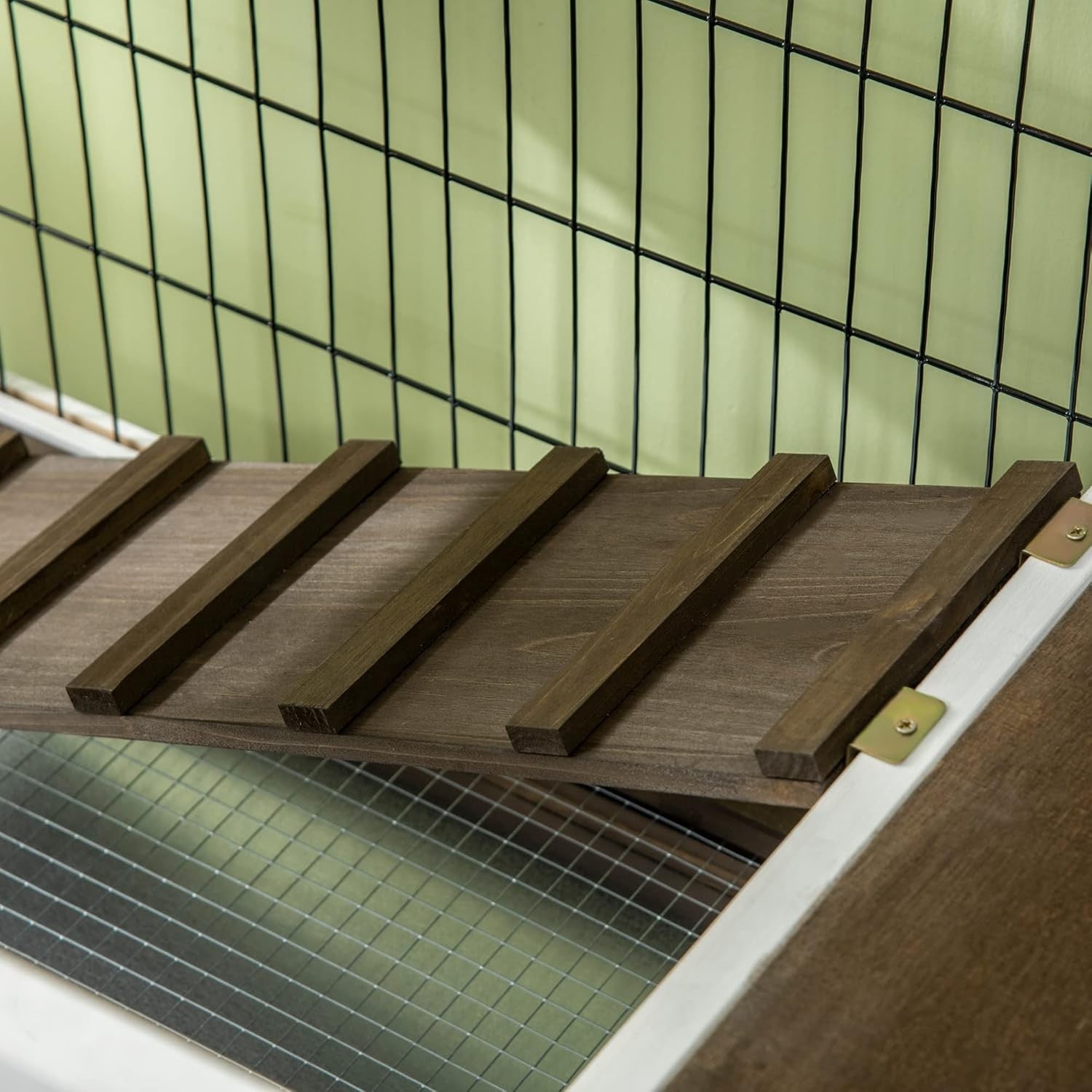 Elevated Wooden Rabbit Hutch Indoor Guinea Pig Cage Roof Ladder Tray