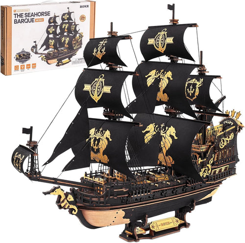 3D Wooden Sailing Ship Puzzle Model Kit – 603 Precision Pieces, Nautical Decor
