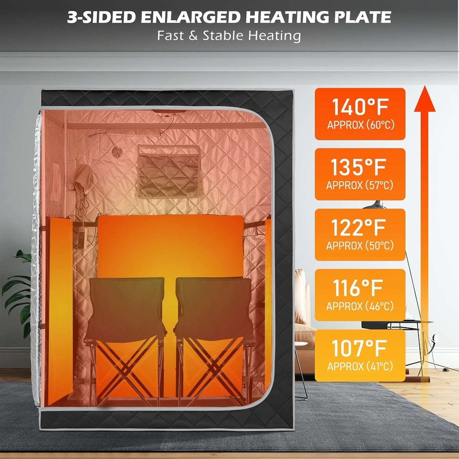 Two-Person Full-Size Infrared Sauna – Home SPA w/ Remote, Chairs & Light Grey