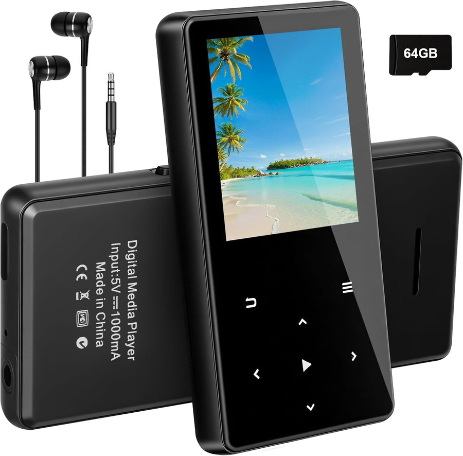 64GB MP3 Player Bluetooth 5.3 HiFi FM Radio 128GB Black