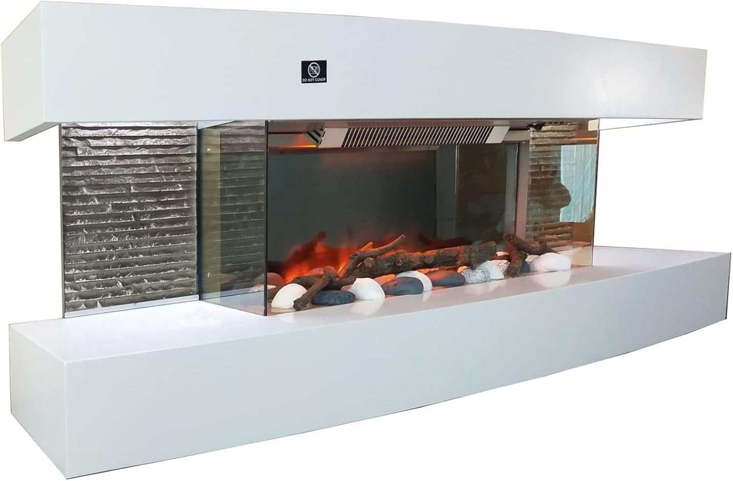 2000W Wall-Mount Electric Fireplace with LED Flame Effect & Remote Control