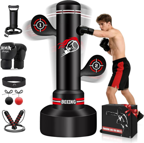 70 Inch Free Standing Inflatable Punching Bag Boxing MMA Training Set