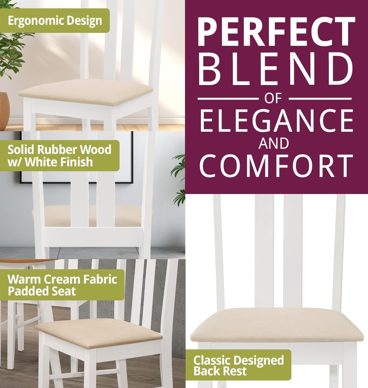 Drop Leaf Dining Table Set with 4 Chairs Oak White Foldable Space Saving
