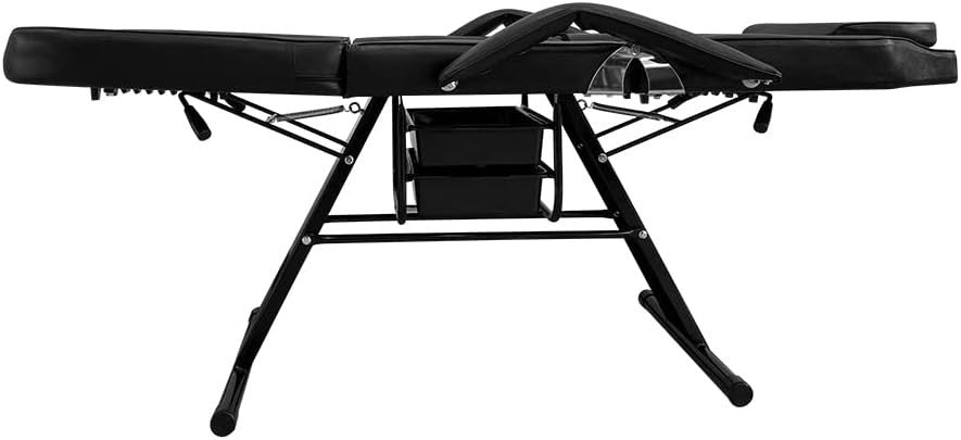 Reclining Massage Table Adjustable Beauty Salon Spa Tattoo Bed w/ Storage Black