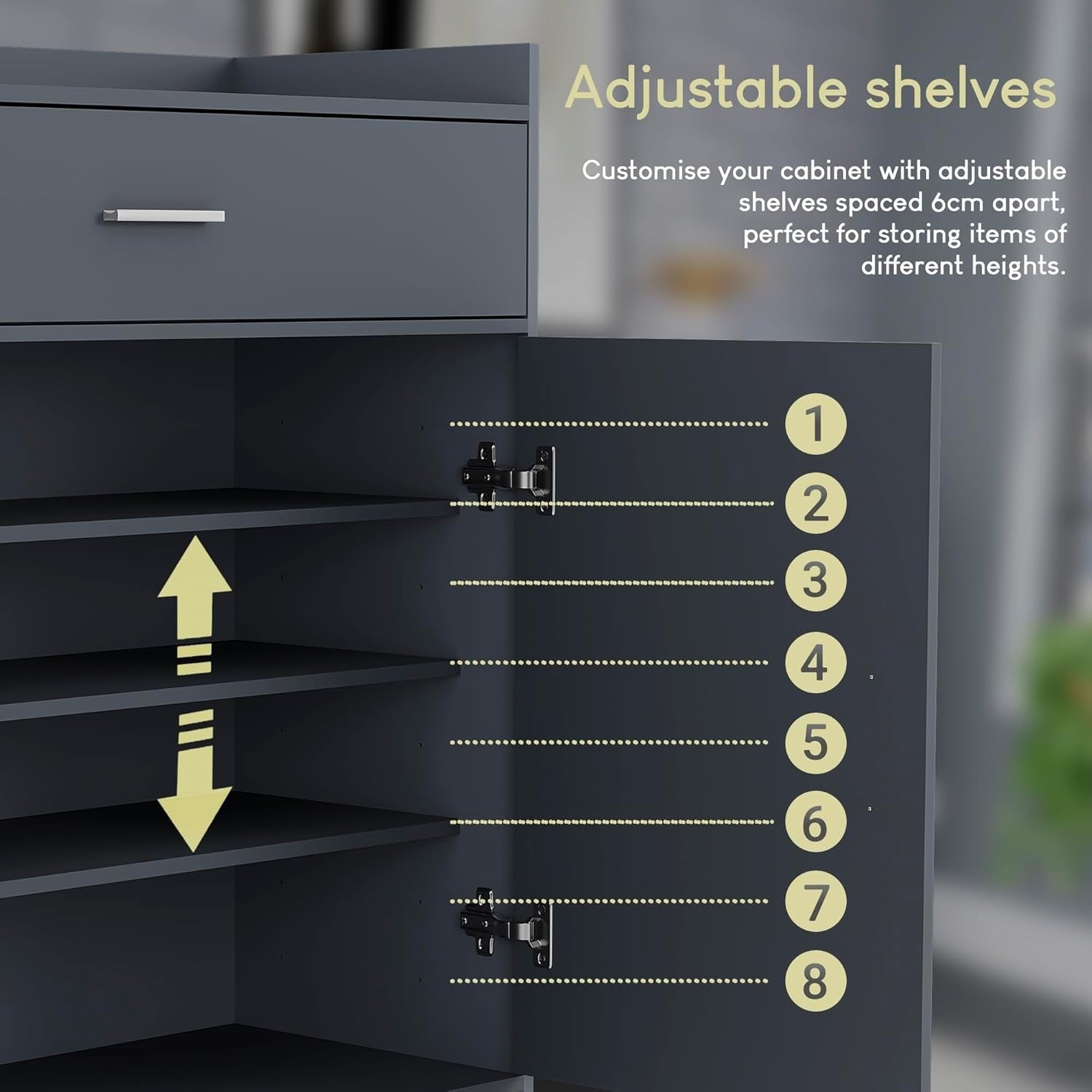 Modern Grey Shoe Cabinet with Drawer Hallway Cupboard 82x34x90cm