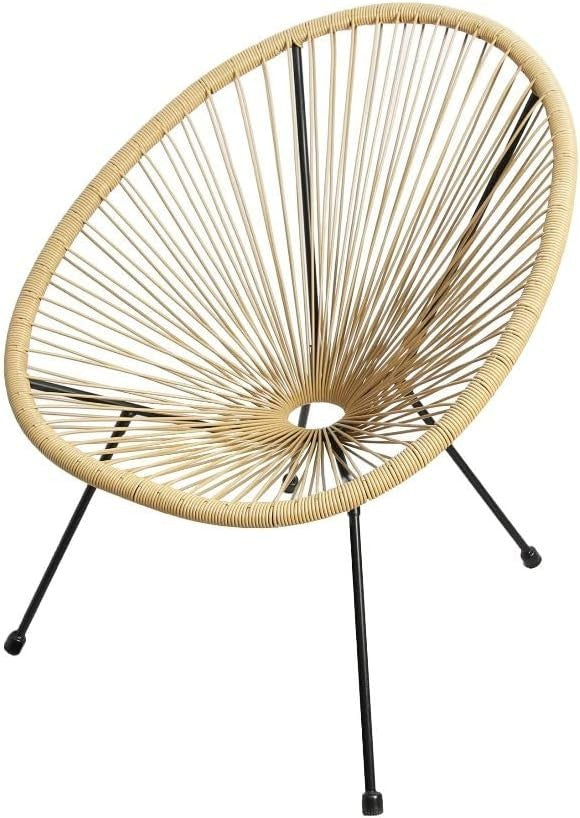 Outdoor Bistro Egg Chair Set with Table – Rattan Style, Retro Garden Furniture