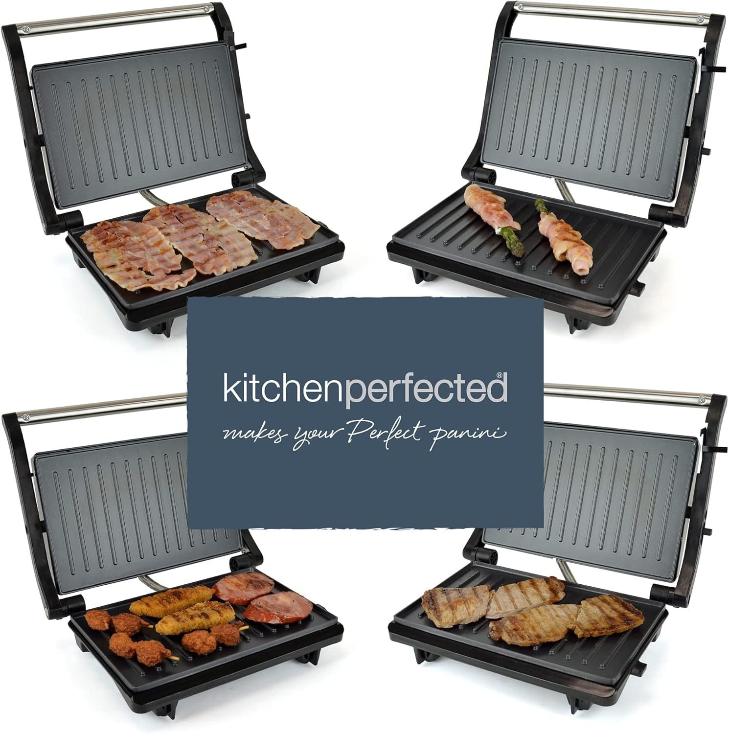 Health Grill & Panini Press Non-Stick Black Steel 2-Slice