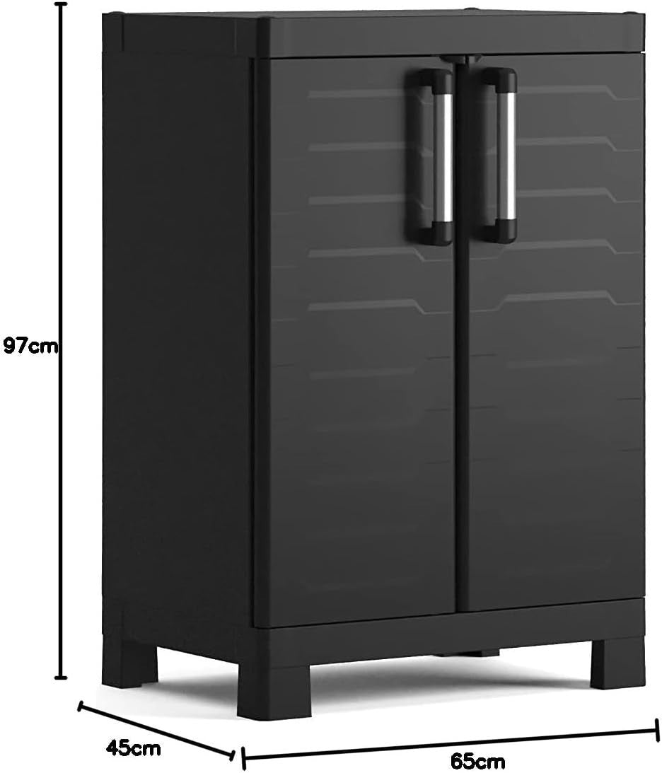 Space-Saving Indoor Storage Cabinet with Lockable Double Doors & Adjustable Shel