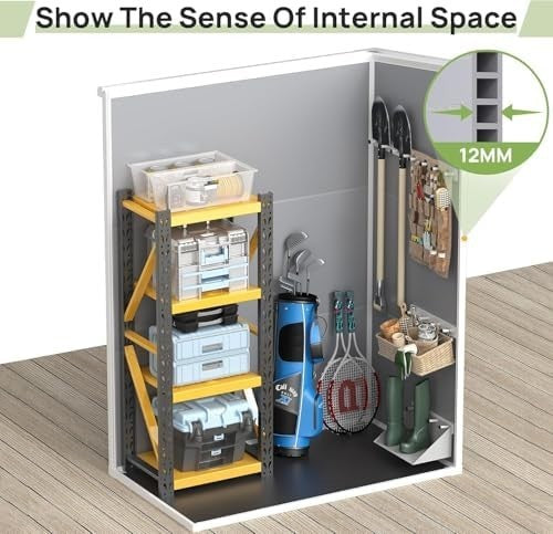 Amopatio 5x3ft Resin Garden Storage Shed Lockable Tool Bike Patio Grey & White