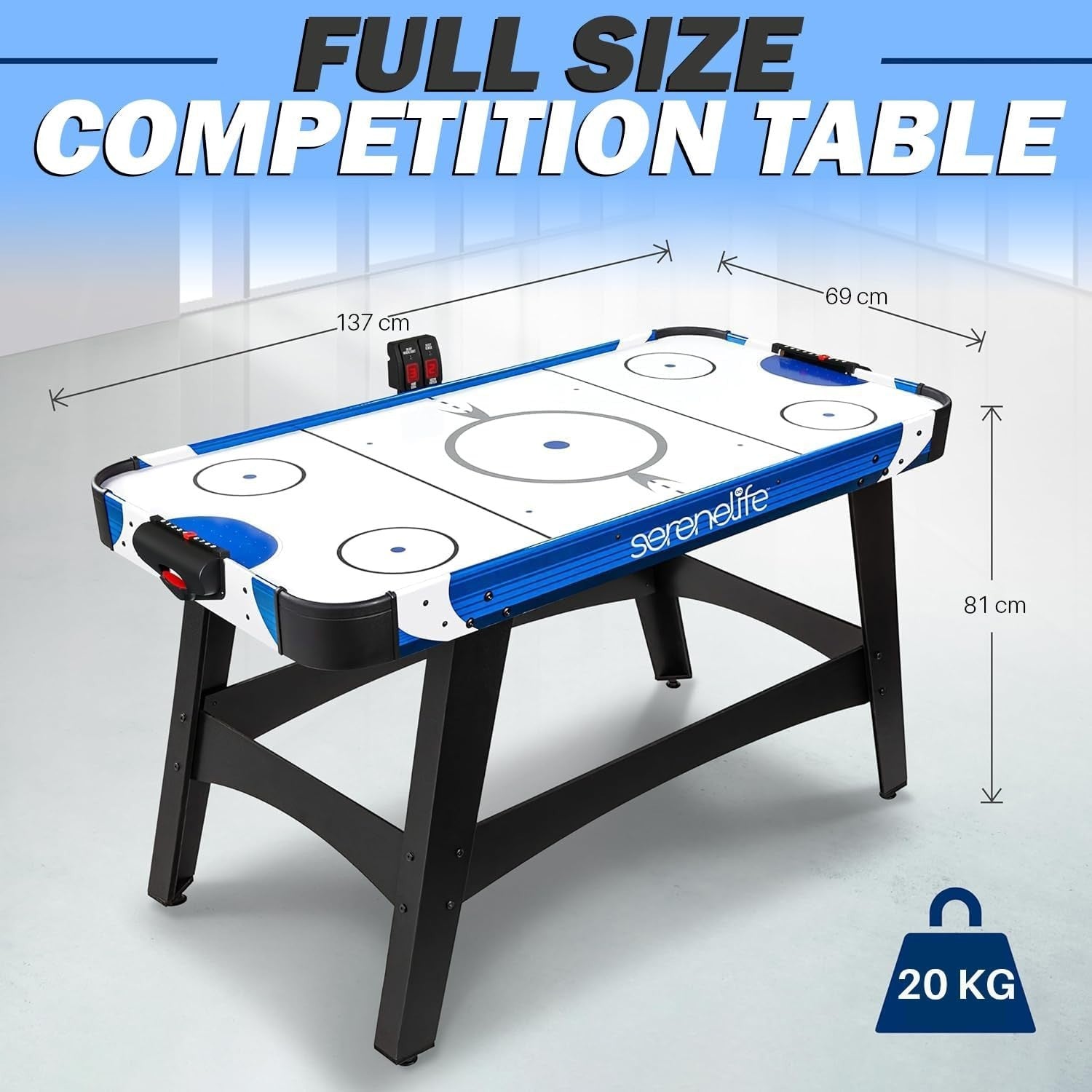 4.5ft Air Hockey Table LED Scoreboard 12V Motor 2–4 Players