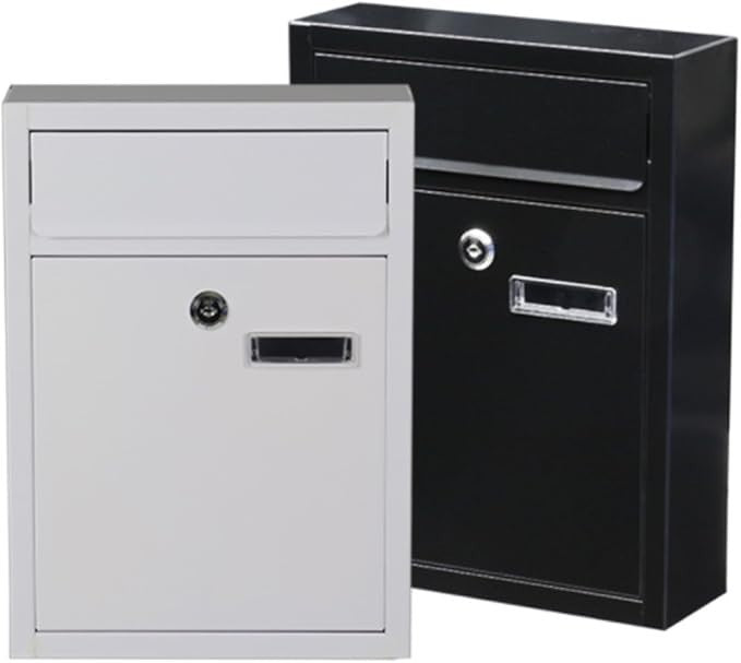 Wall Mount Locking Mailbox Metal Drop Box Secure Slot Postbox for Home Office