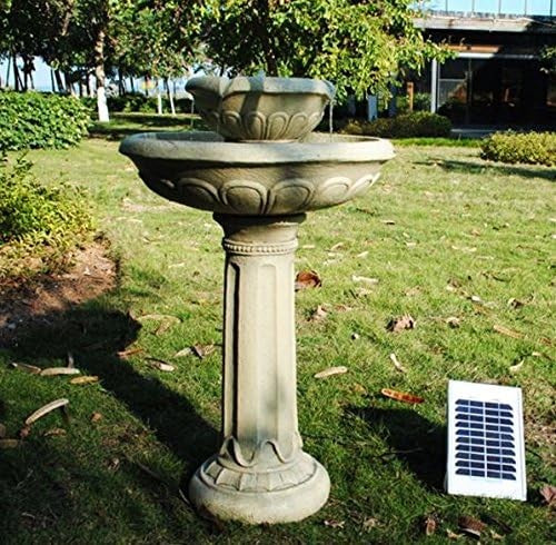 Large Solar Bird Bath Fountain 81cm Outdoor Garden Water Feature Resin