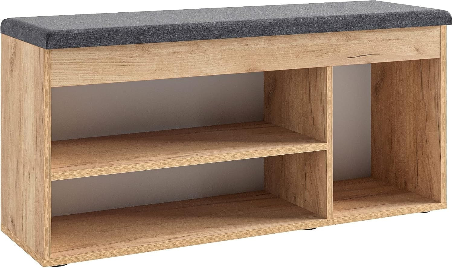 Large Honey Oak Shoe Bench with Cushion Hidden Storage Entryway Seating Unit