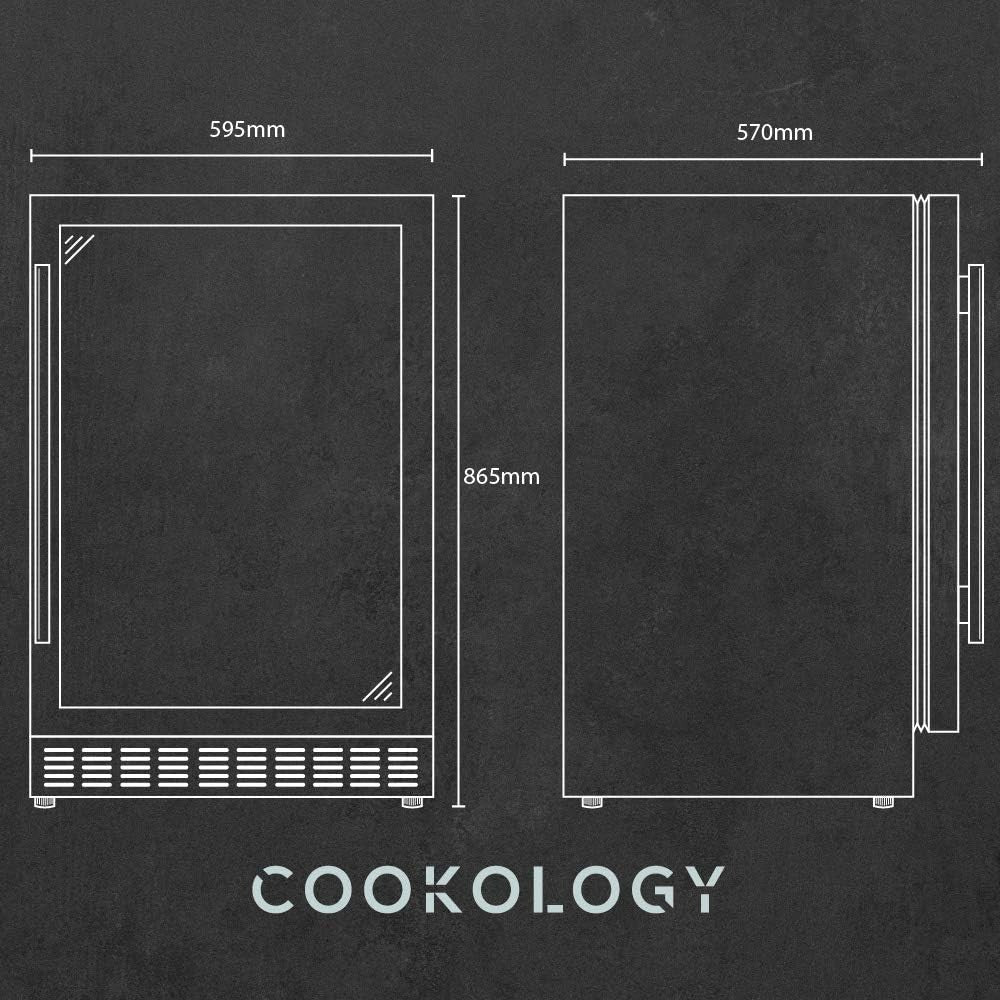 60cm Under Counter Wine Fridge 54 Bottle Glass Door Digital Temp Control