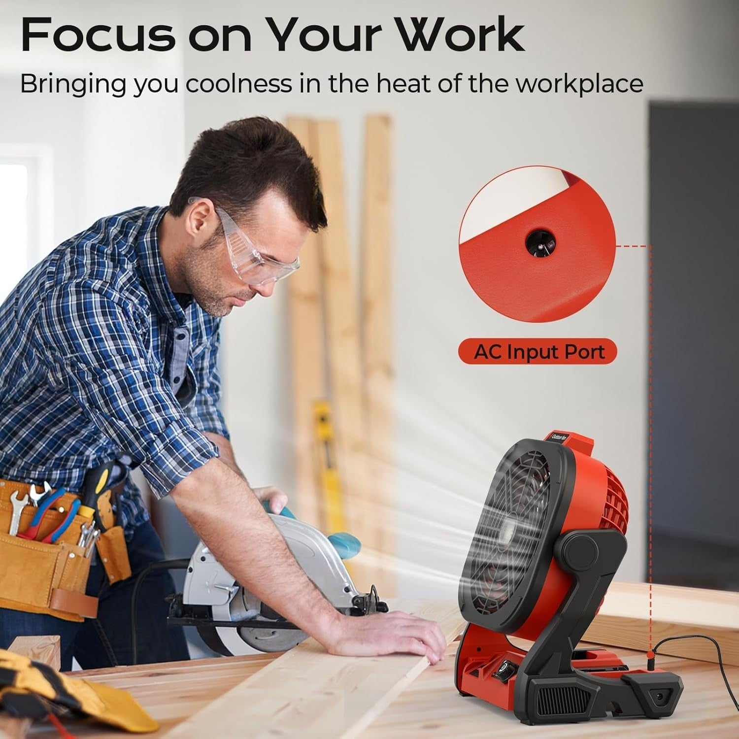 Jobsite Fan – 4-Speed 2200RPM Cordless w/ LED & Hook for M18 Battery Camping