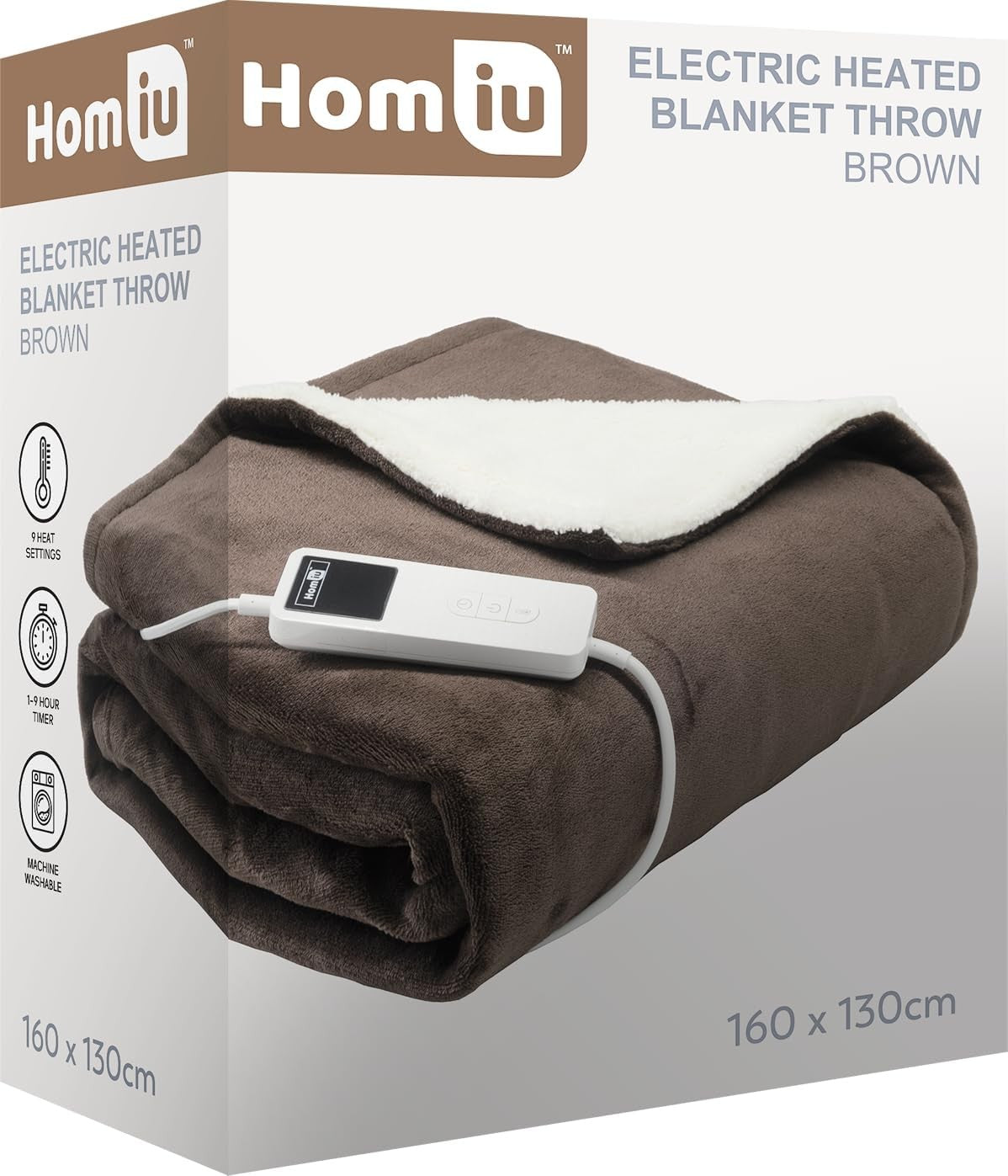 Electric Heated Throw Blanket Fleece Sherpa Fast Heat 9 Settings Timer