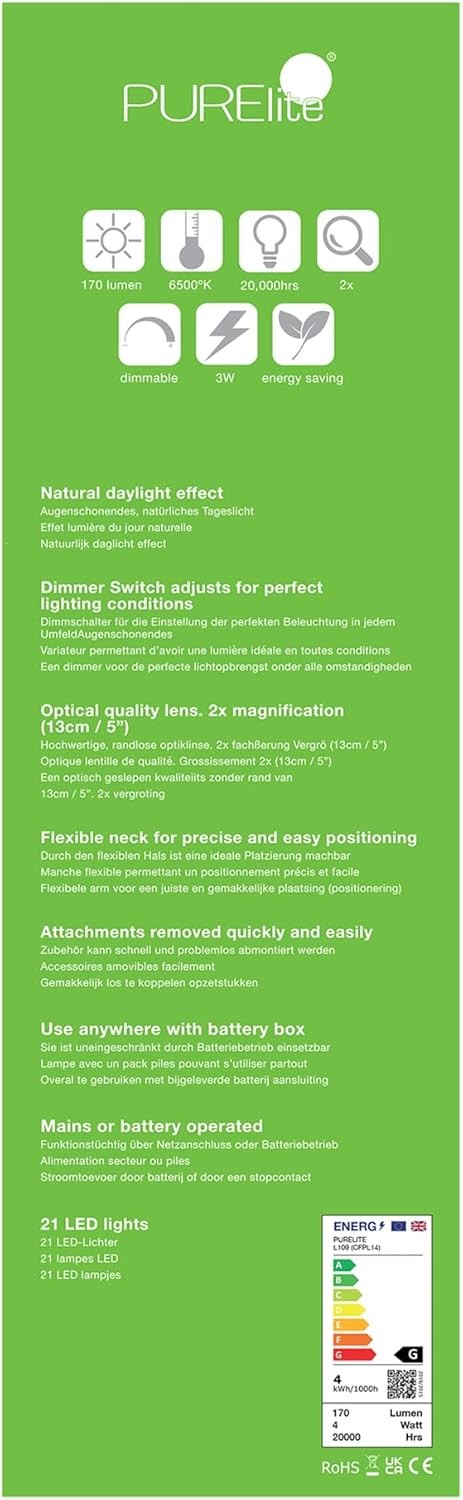 Magnifying LED Floor Lamp 5X Natural Daylight Sewing Craft Reading Light