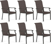 High Back Rattan Patio Dining Chairs Set of 6 All-Weather Garden Seating