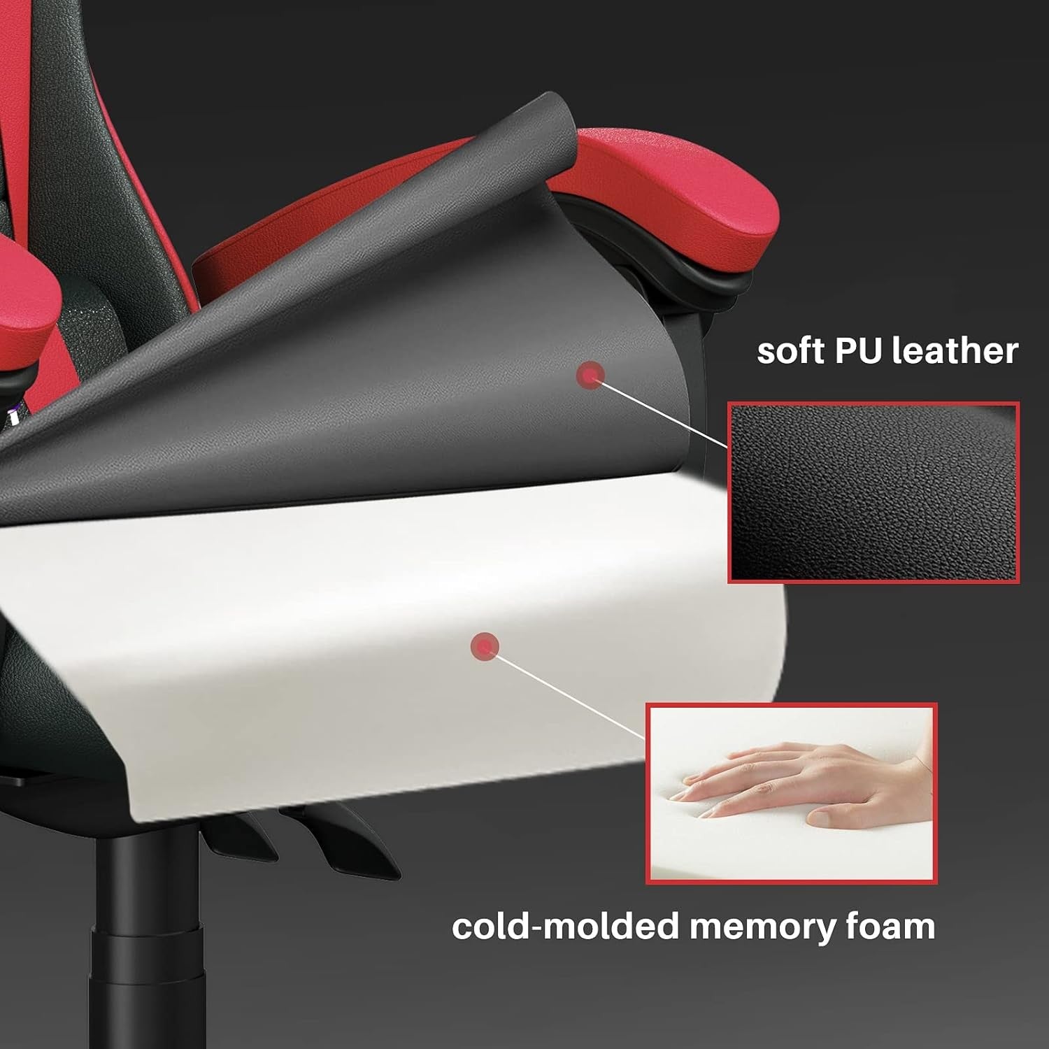 Ergonomic Gaming Chair Swivel Office Chair w/ Lumbar & Headrest Red